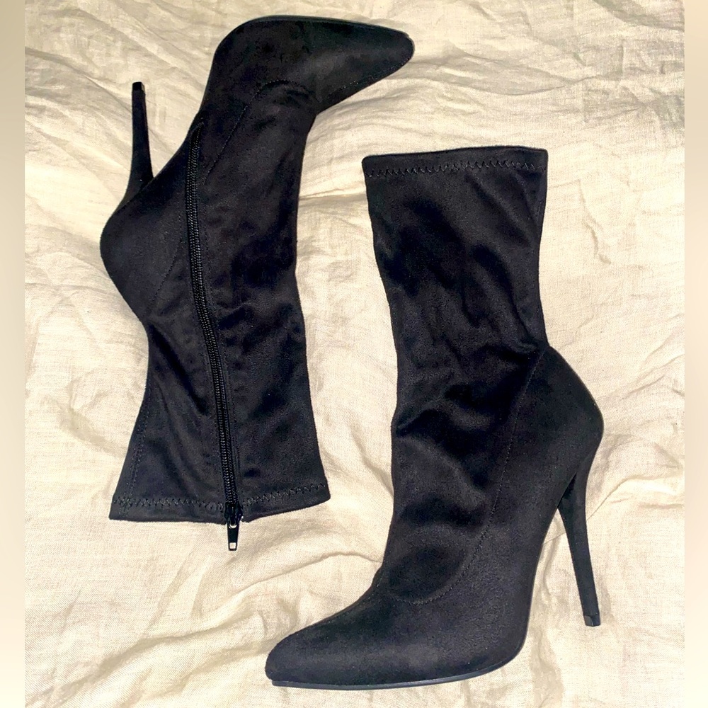 Black suede booties